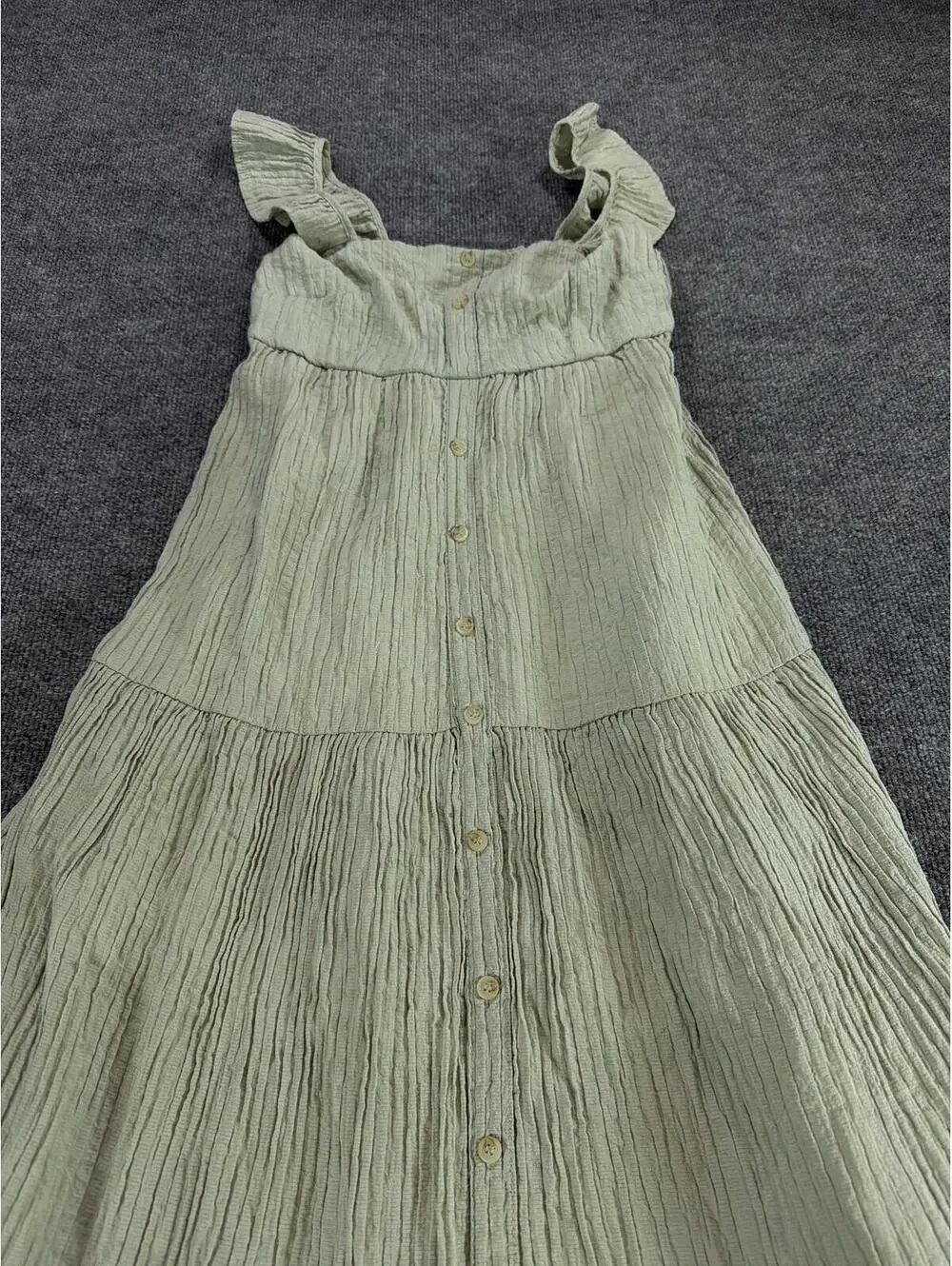By The River Ruffled Sleeveless Button-Down Dress Small Cottage, Fairy, Festival